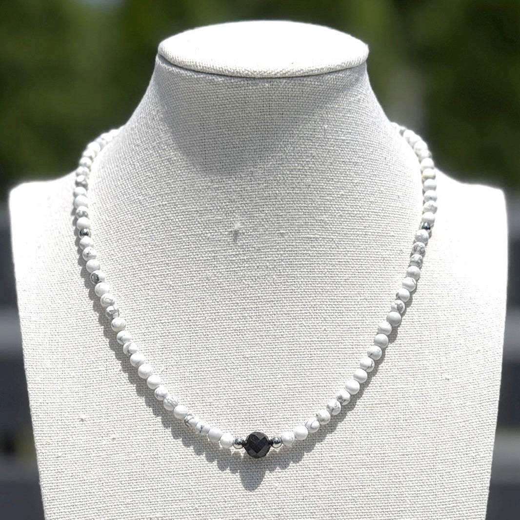 Genuine White Howlite Gemstone Bead Necklace