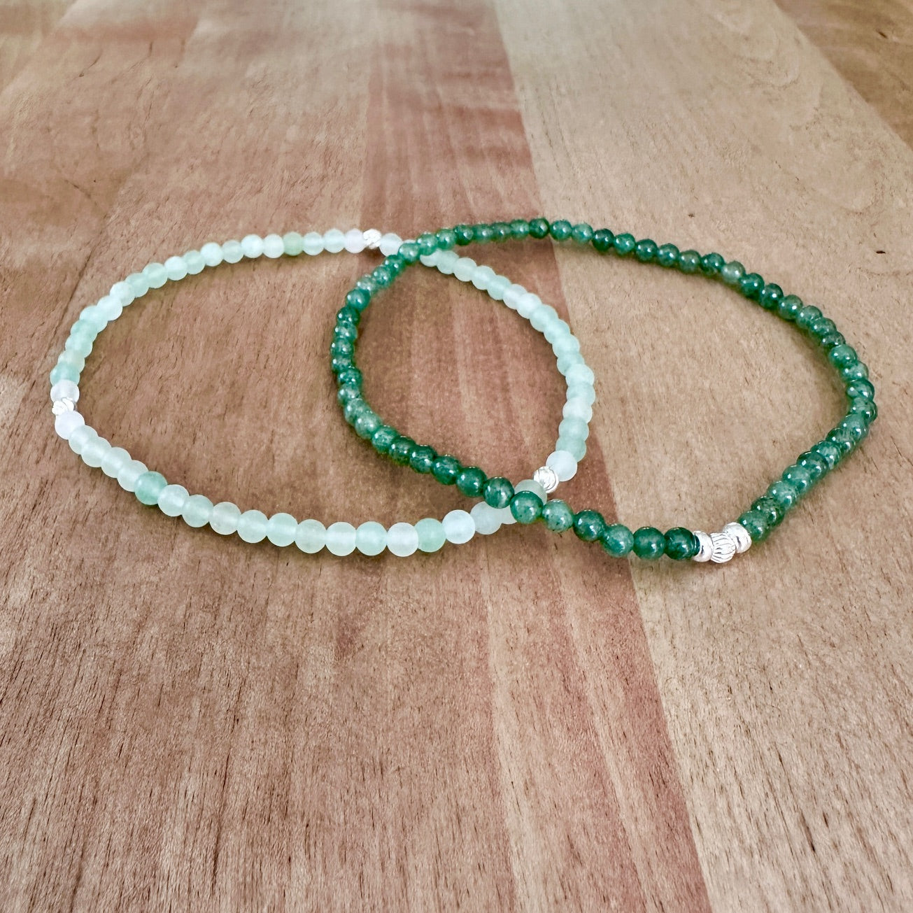 Genuine Green Aventurine Gemstone Bead Anklet