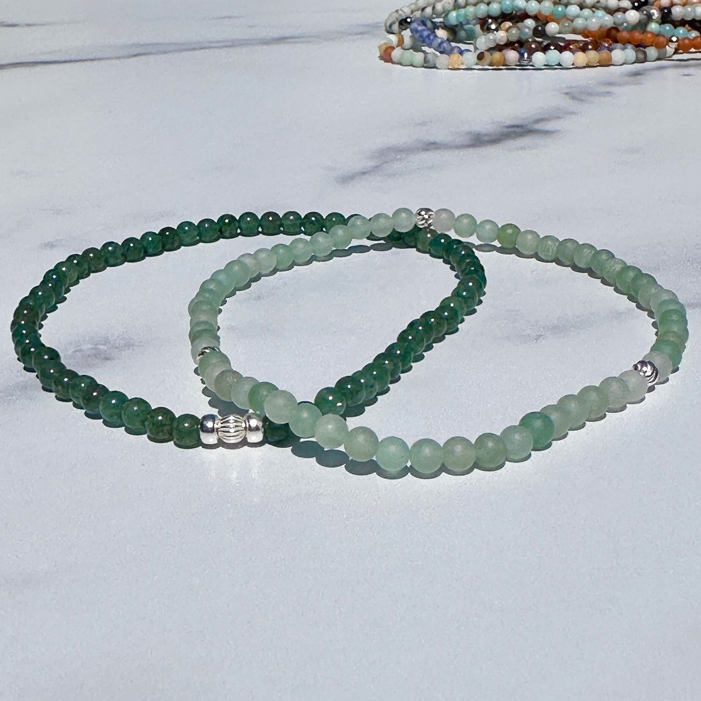 Genuine Green Aventurine Gemstone Bead Anklet