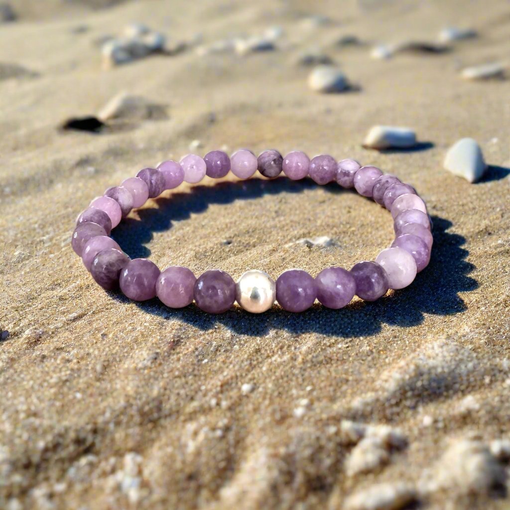 Genuine Lepidolite Gemstone Bead Bracelet
