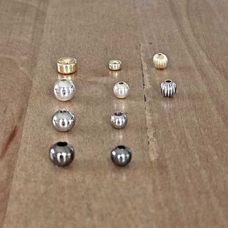 accent bead options including sterling silver, 14K gold, stainless steel and gun metal
