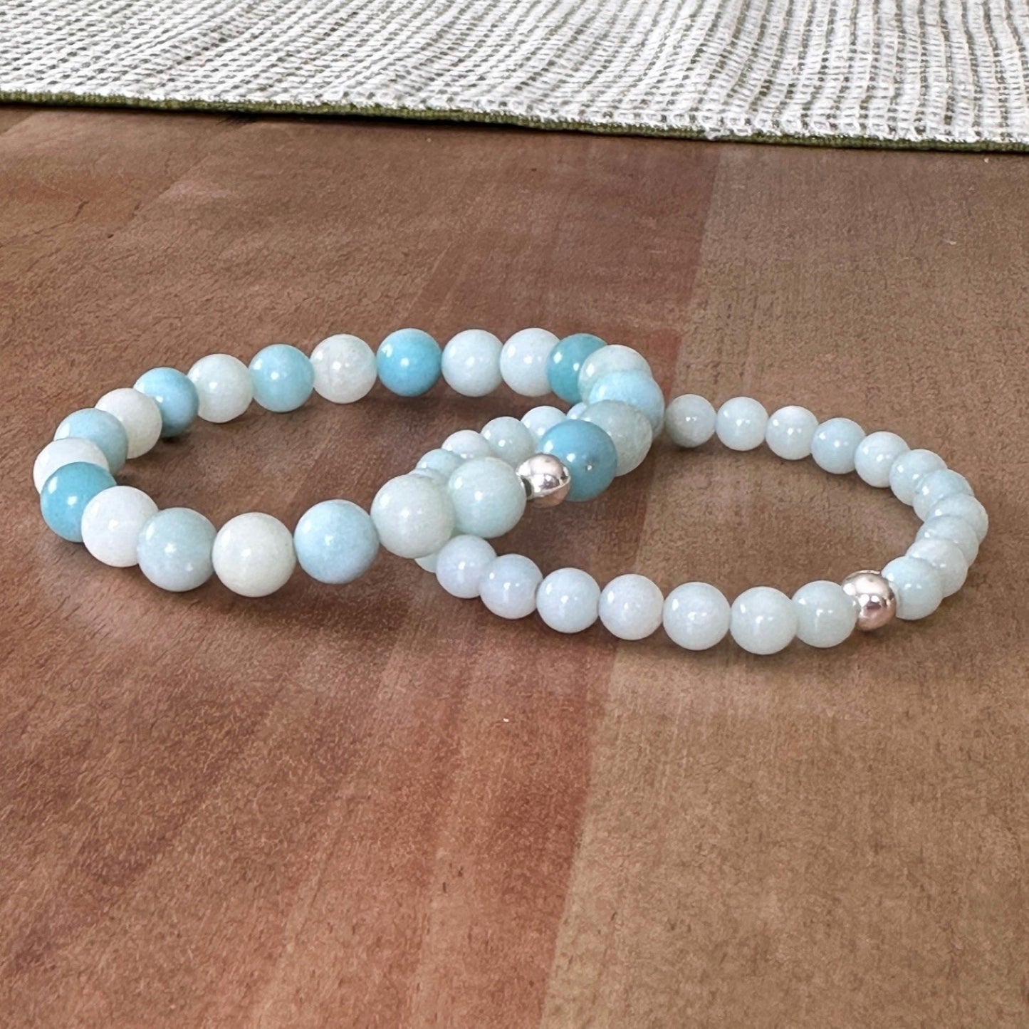 Genuine Amazonite Gemstone Bead Bracelet