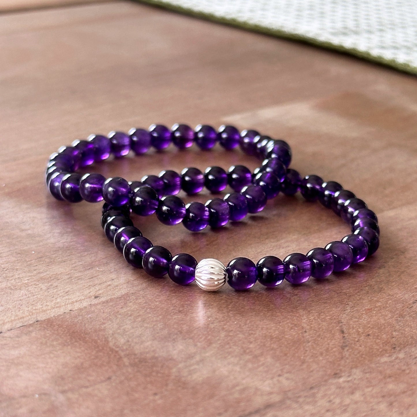 Genuine Amethyst Gemstone Bead Bracelet