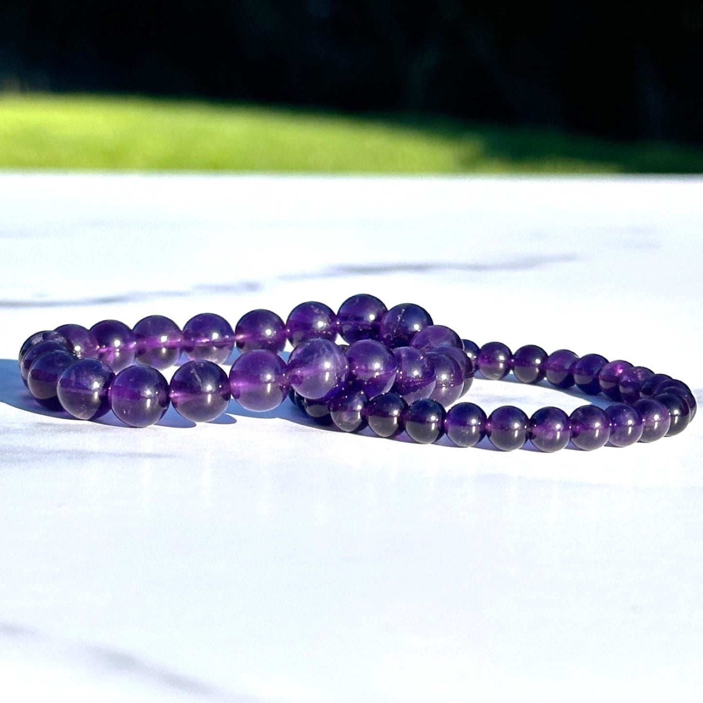 Genuine Amethyst Gemstone Bead Bracelet