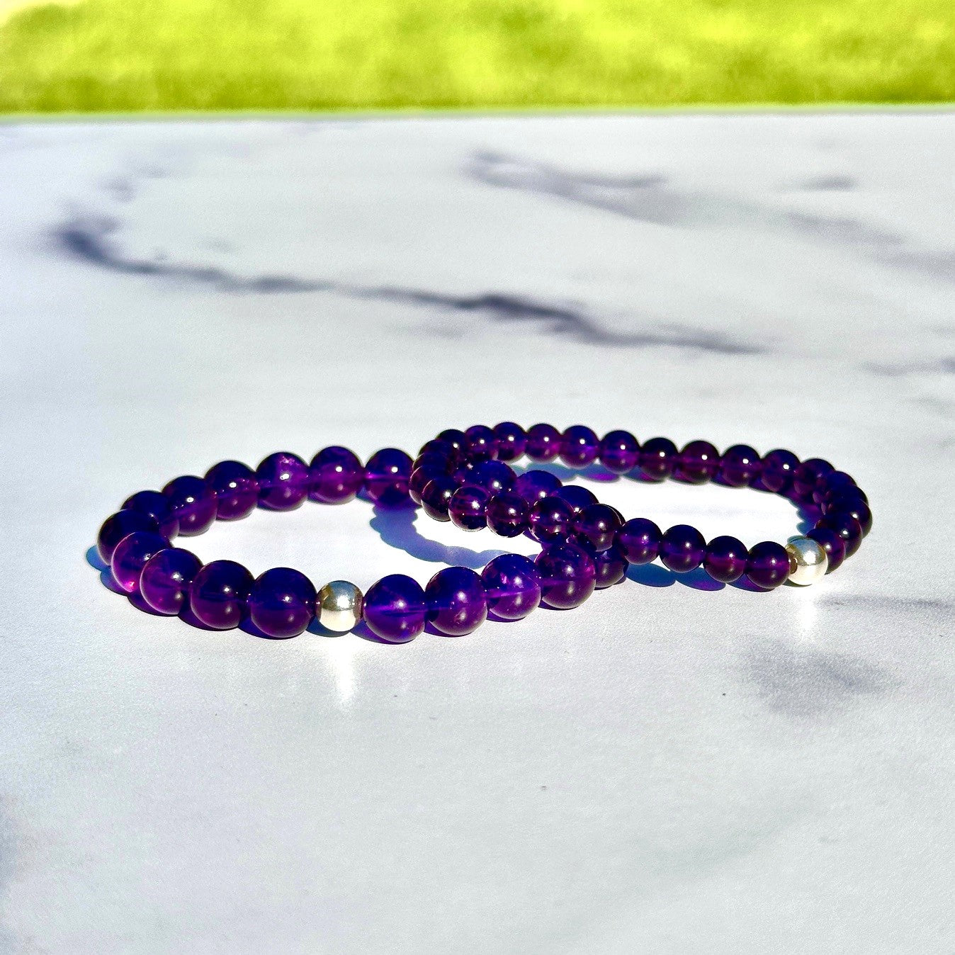 Genuine Amethyst Gemstone Bead Bracelet