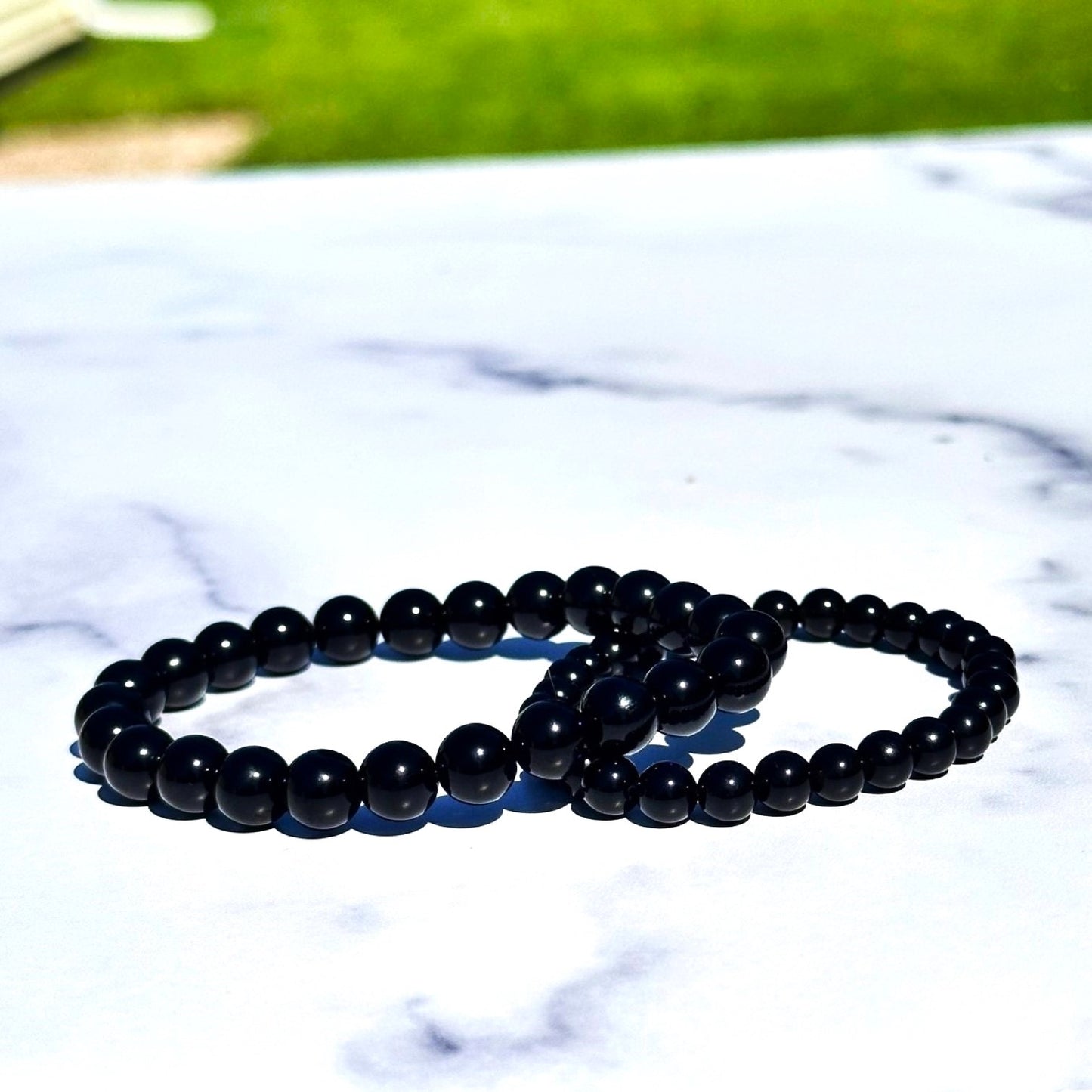 Genuine Obsidian Gemstone Bead Bracelet