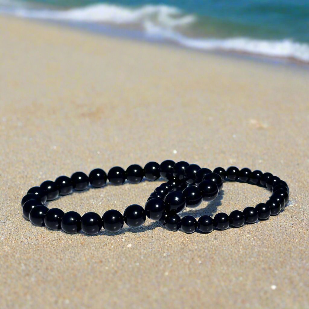 Genuine Obsidian Gemstone Bead Bracelet