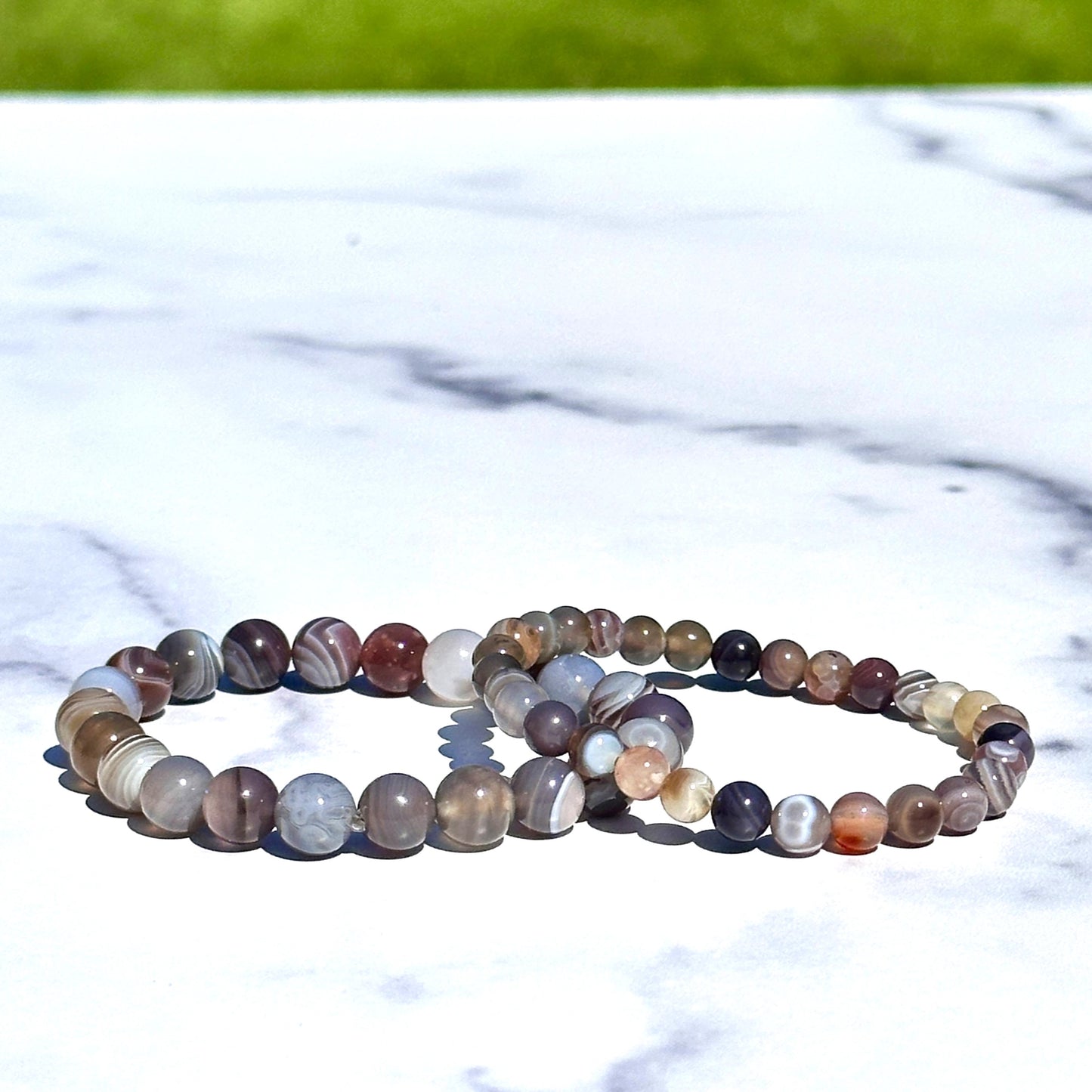 Genuine Botswana Agate Gemstone Bead Bracelet
