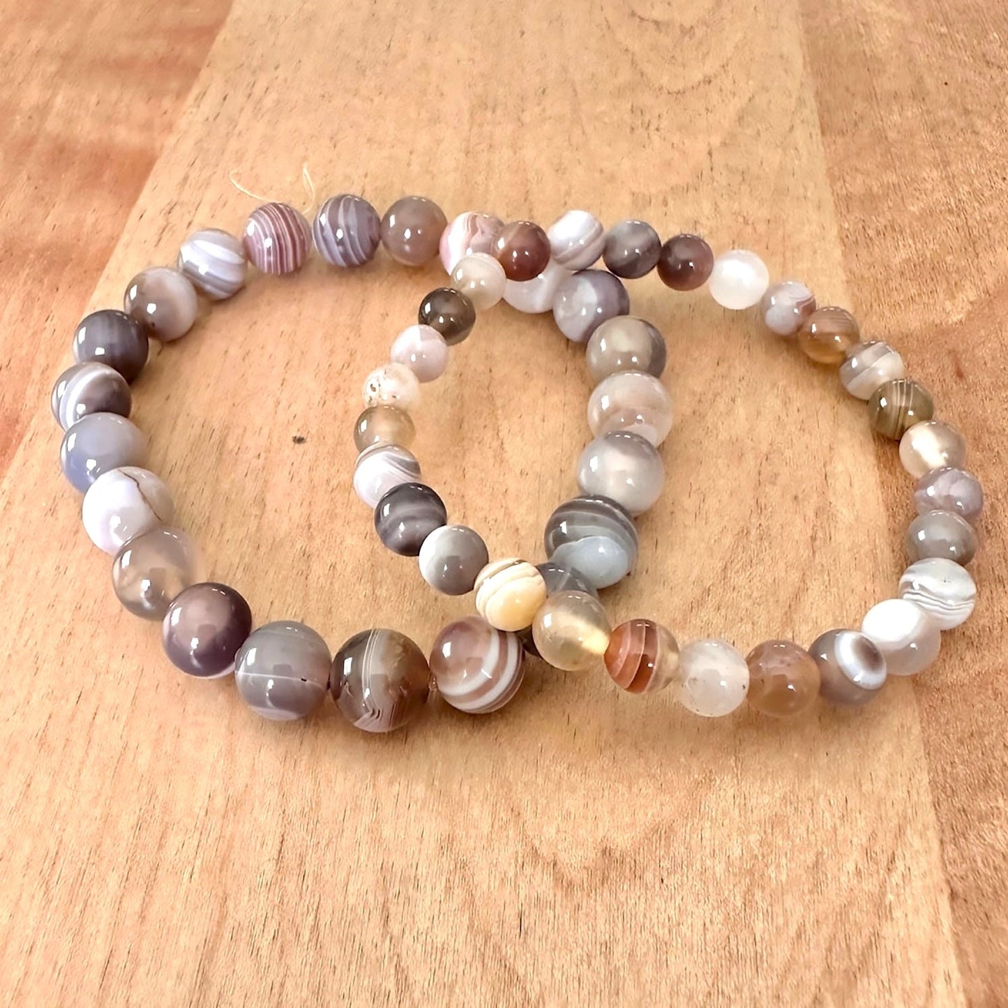 Genuine Botswana Agate Gemstone Bead Bracelet