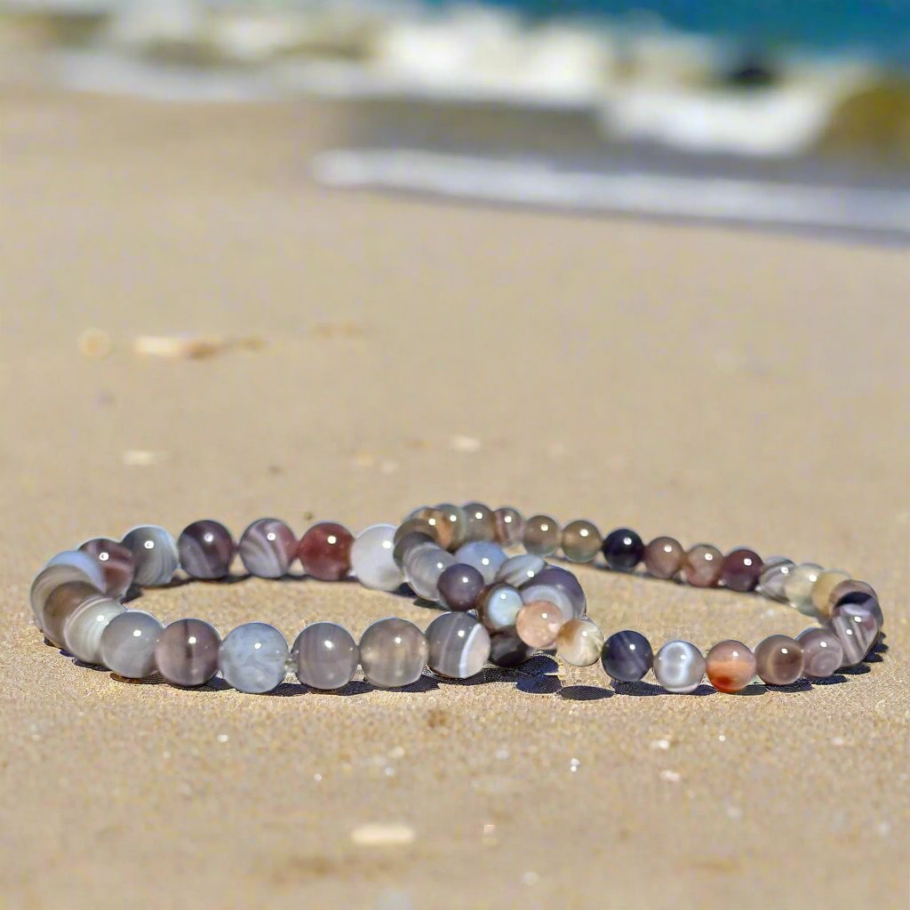 Genuine Botswana Agate Gemstone Bead Bracelet