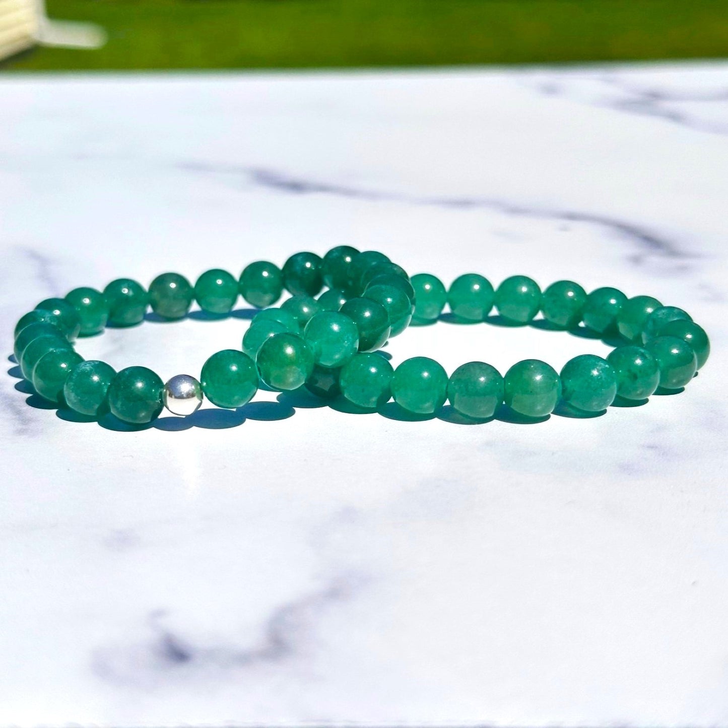 Genuine Green Aventurine Gemstone Bead Bracelet
