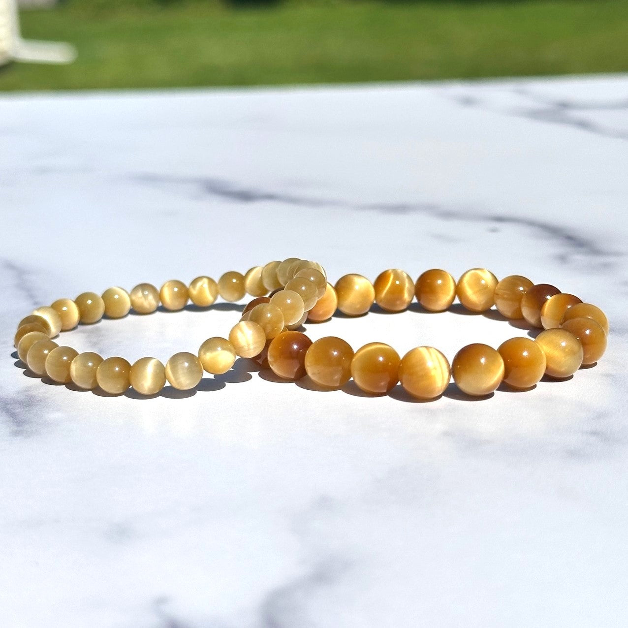 Genuine Honey Tiger Eye Gemstone Bead Bracelet