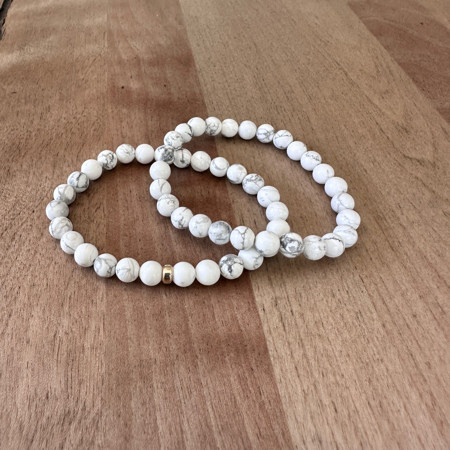 Genuine White Howlite Gemstone Bead Bracelet