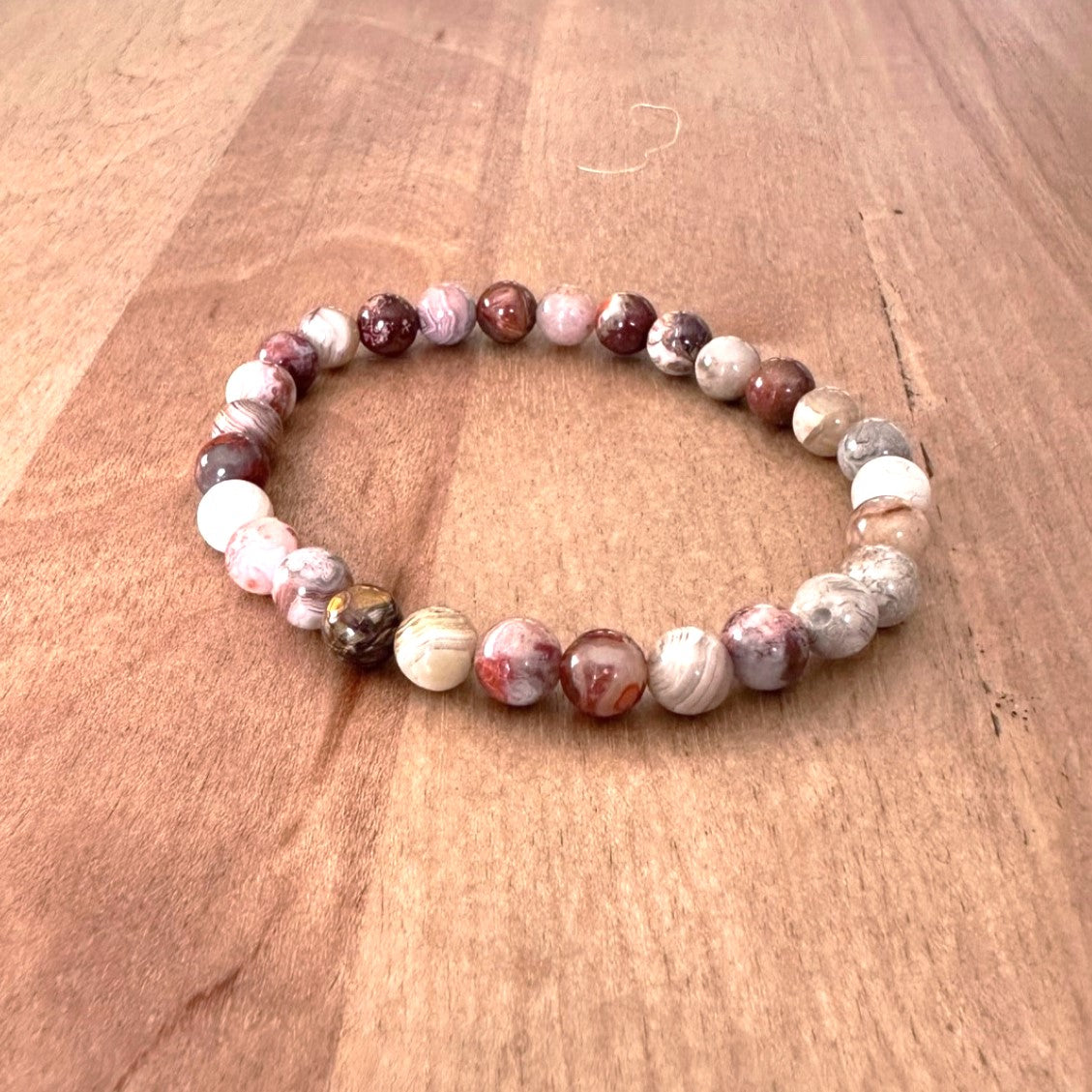 Genuine Laguna Lace Agate Gemstone Bead Bracelet