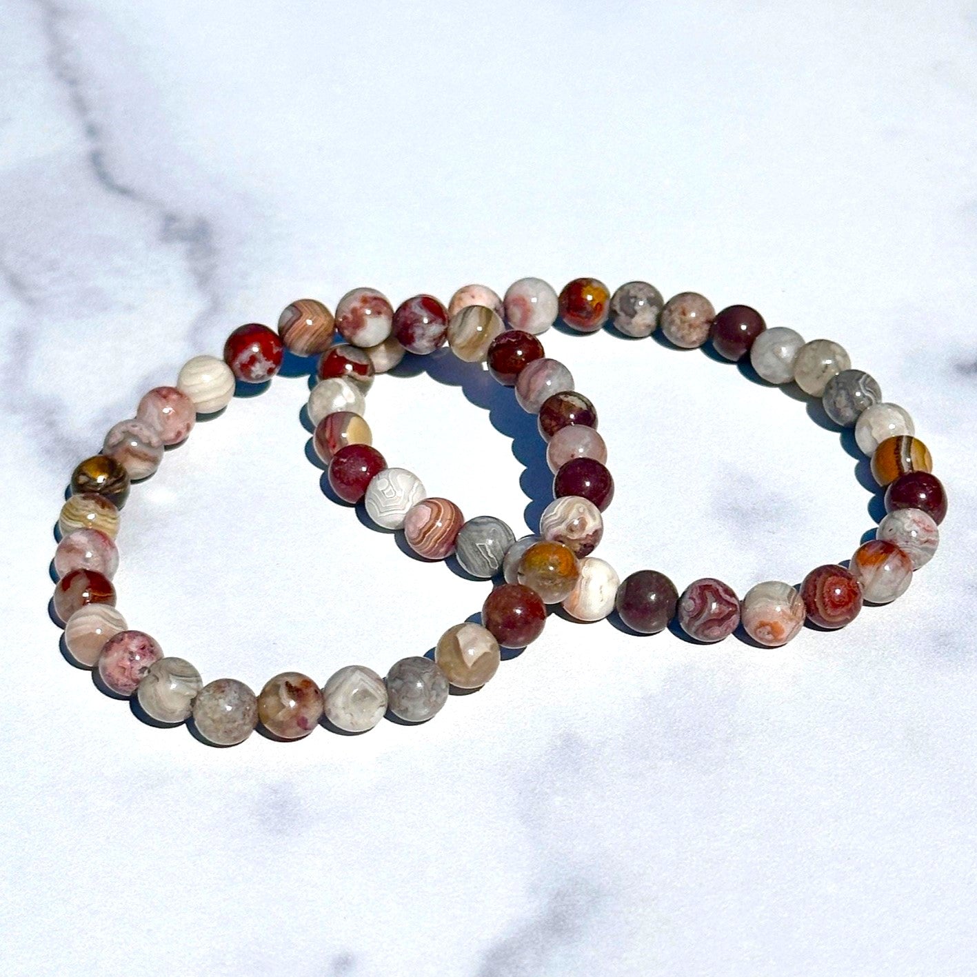 Genuine Laguna Lace Agate Gemstone Bead Bracelet