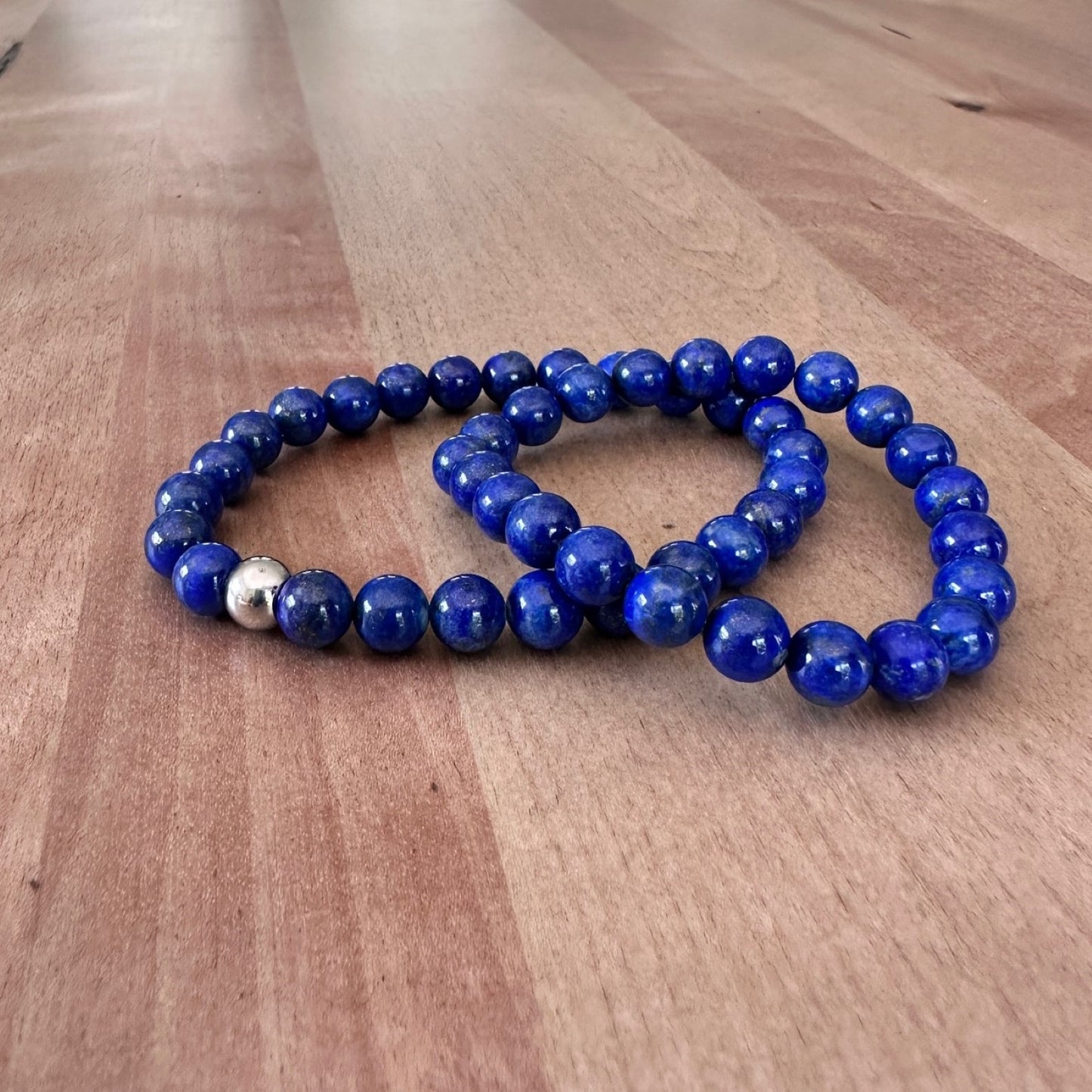 Genuine Lapis Lazuli Gemstone Bead Bracelet