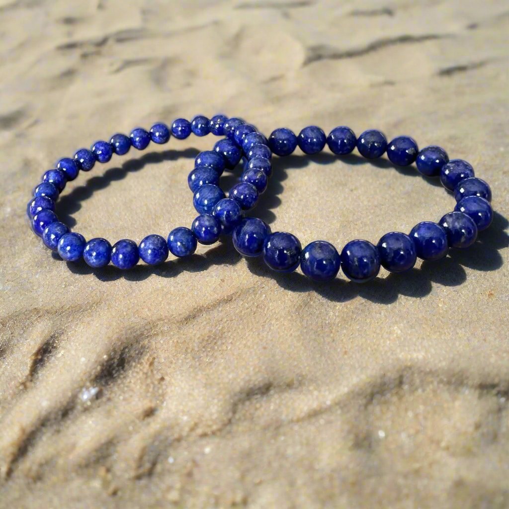 Genuine Lapis Lazuli Gemstone Bead Bracelet
