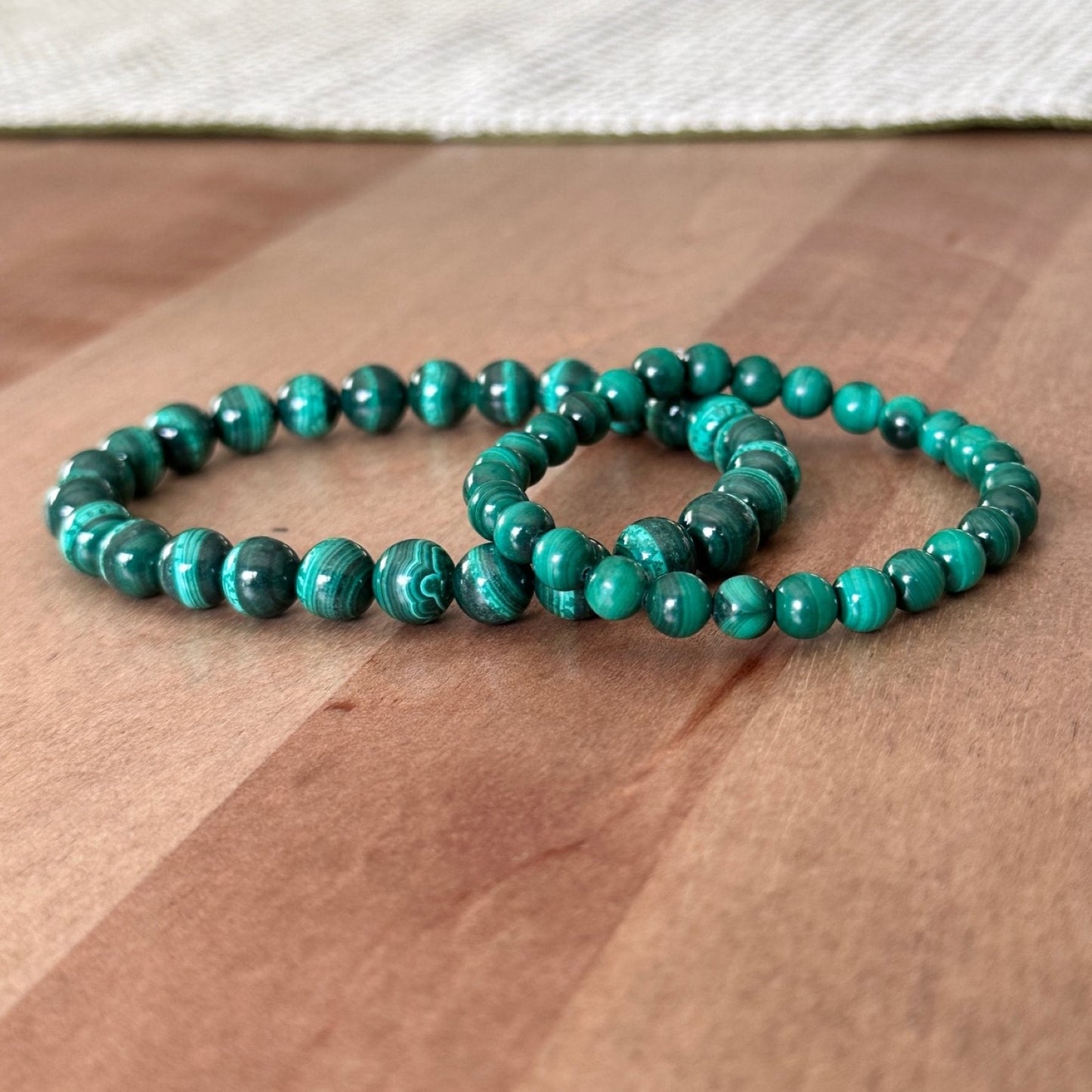 Genuine Malachite Gemstone Bead Bracelet