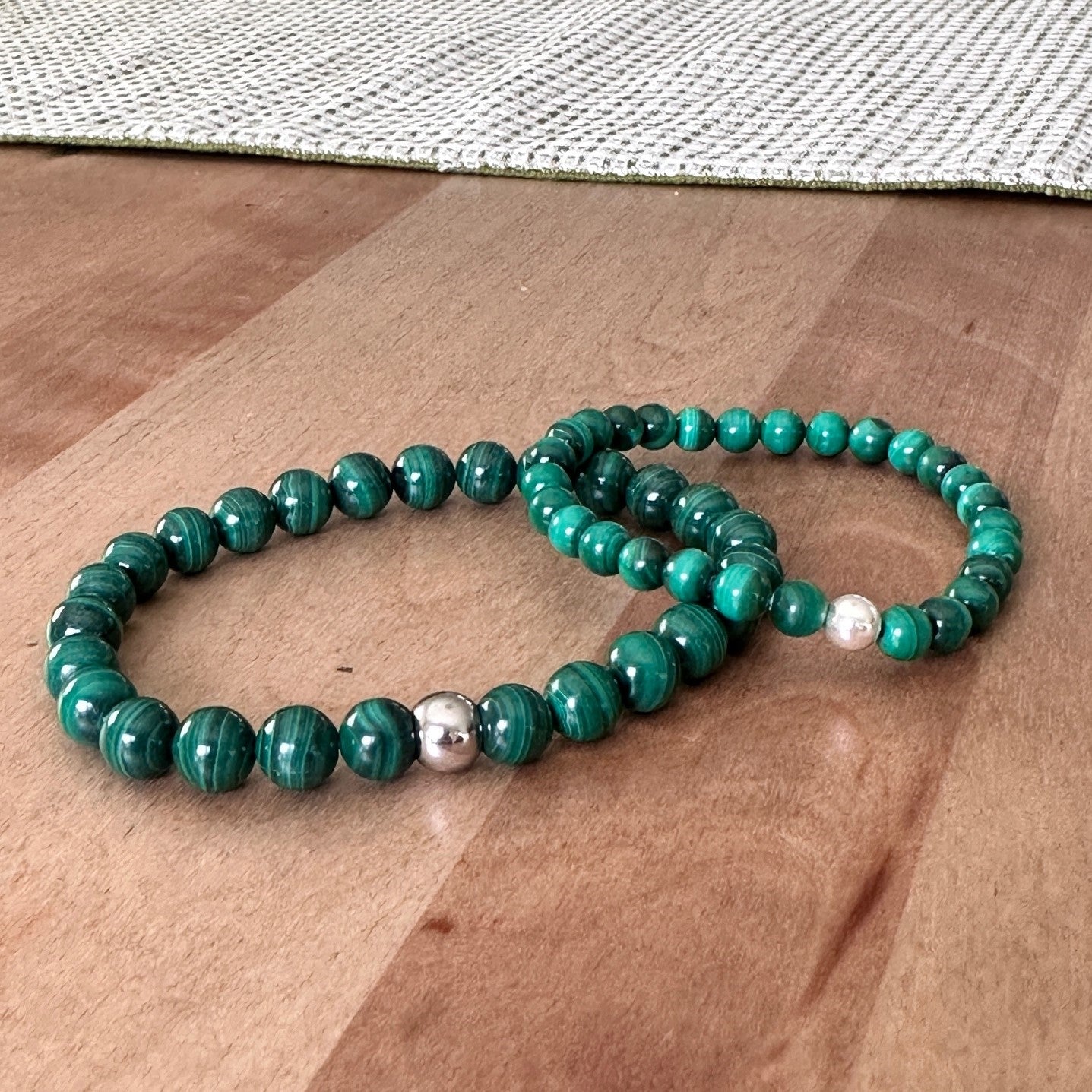 Genuine Malachite Gemstone Bead Bracelet