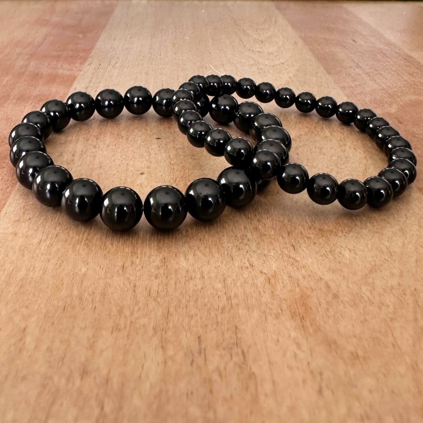 Genuine Obsidian Gemstone Bead Bracelet