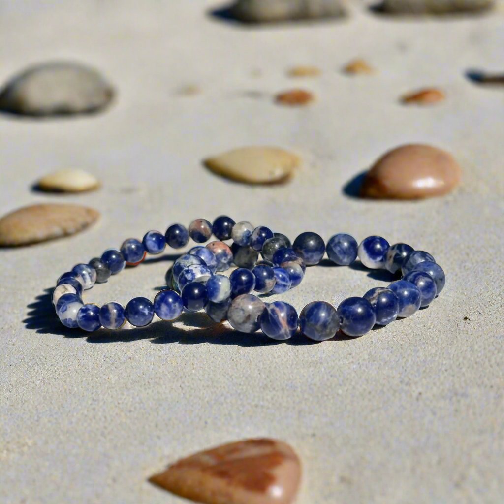 Genuine Orange Sodalite Gemstone Bead Bracelet