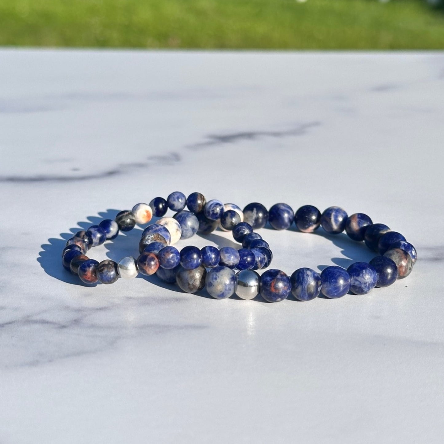 Genuine Orange Sodalite Gemstone Bead Bracelet