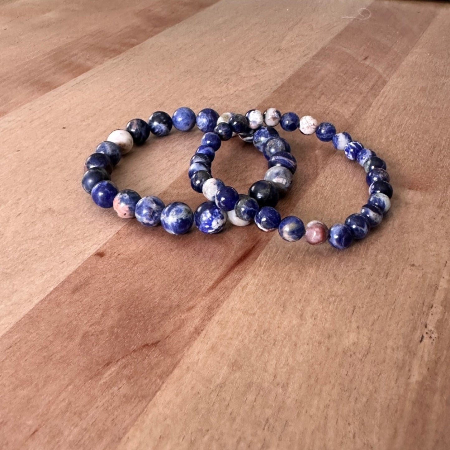 Genuine Orange Sodalite Gemstone Bead Bracelet
