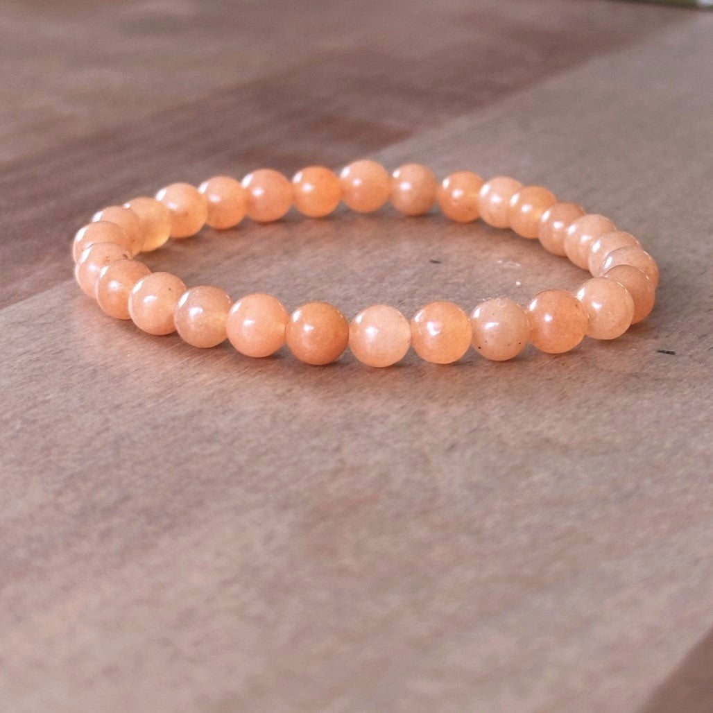 Genuine Red Aventurine Gemstone Bead Bracelet