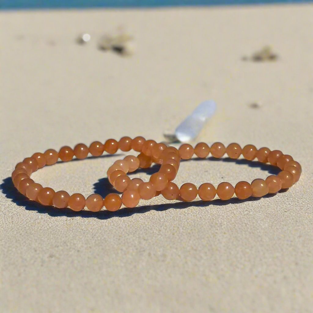 Genuine Red Aventurine Gemstone Bead Bracelet