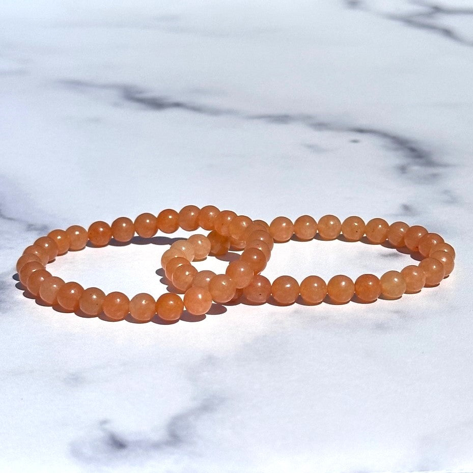 Genuine Red Aventurine Gemstone Bead Bracelet