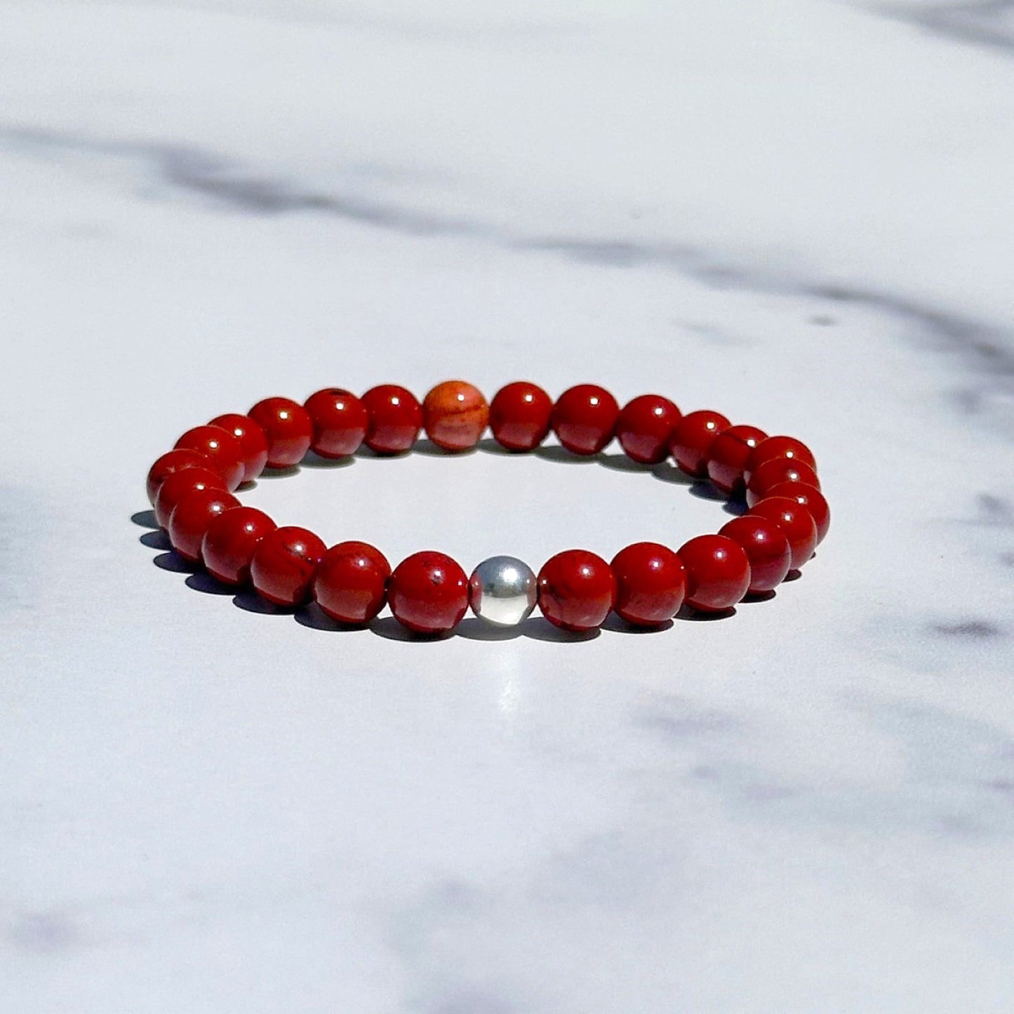 Genuine Red Jasper Gemstone Bead Bracelet