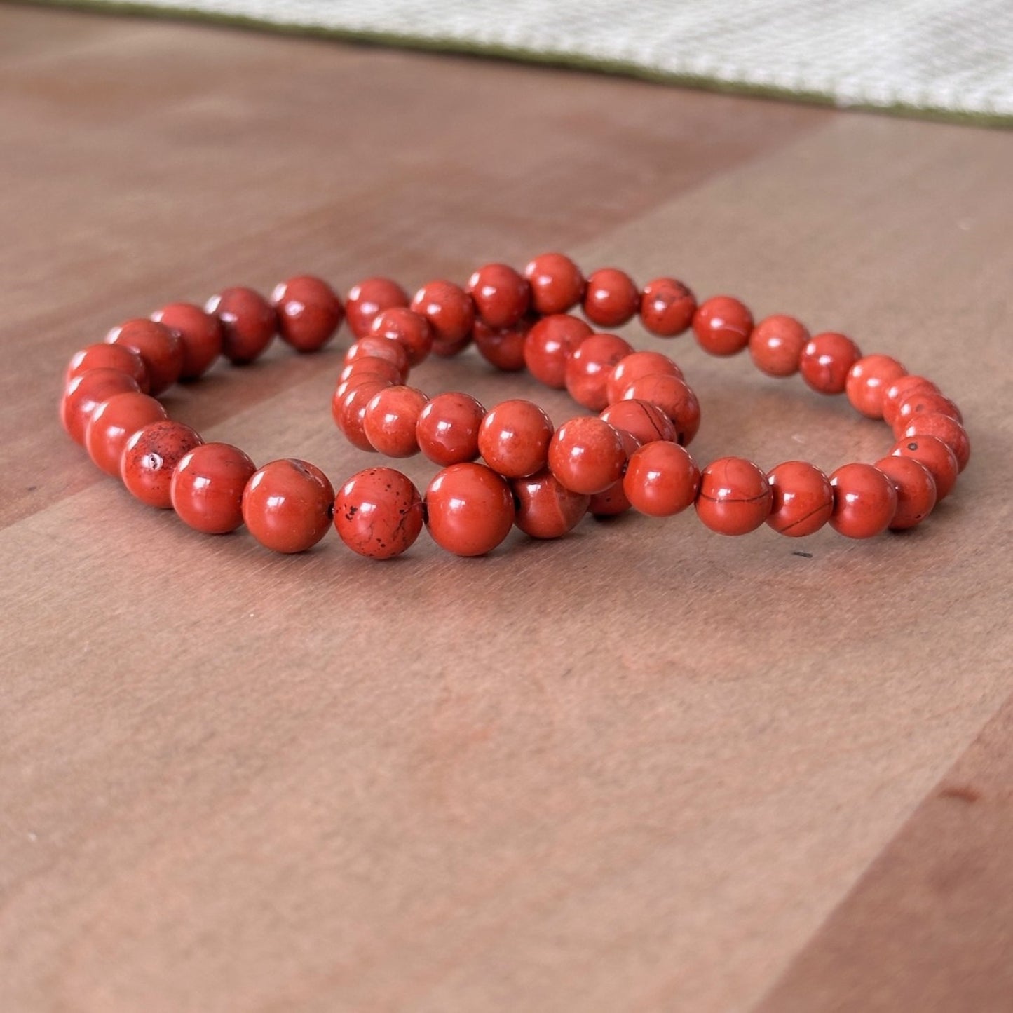 Genuine Red Jasper Gemstone Bead Bracelet
