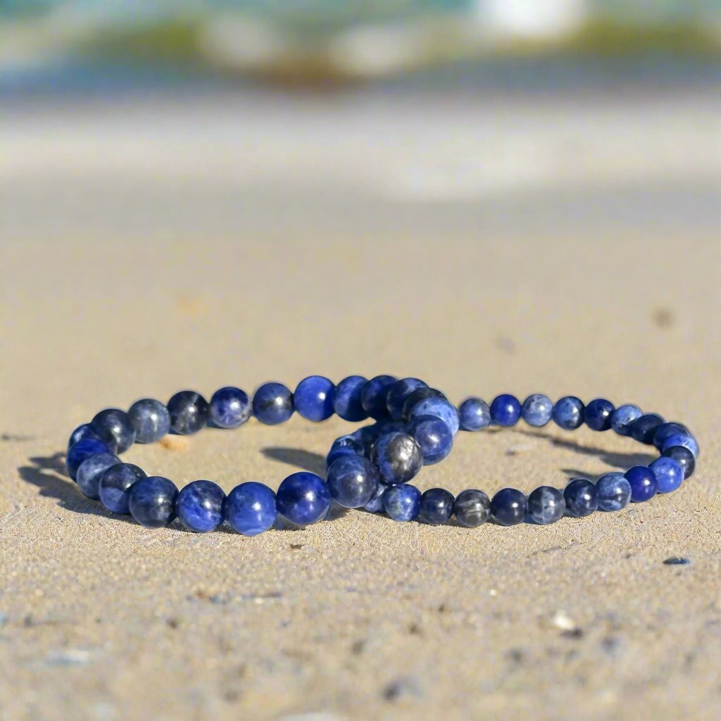 Genuine Sodalite Gemstone Bead Bracelet