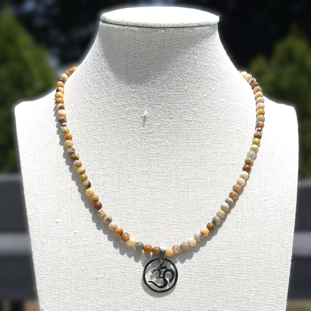 Genuine Crazy Lace Agate Gemstone Bead Necklace