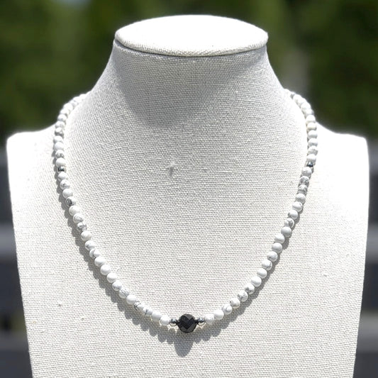 Genuine White Howlite Gemstone Bead Necklace