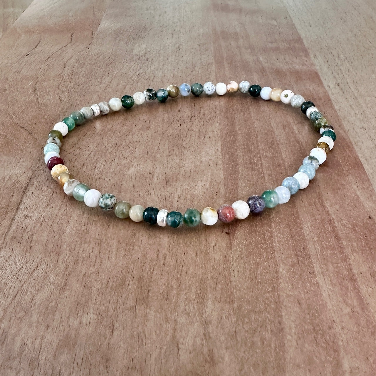 Genuine Ocean Jasper Gemstone Bead Anklet