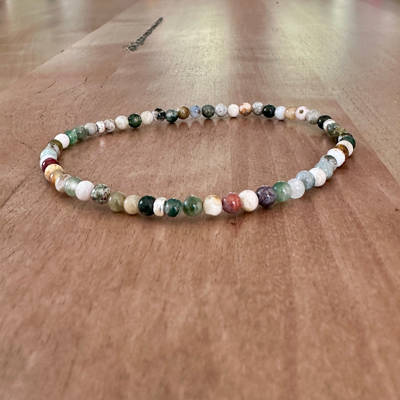 Genuine Ocean Jasper Gemstone Bead Anklet