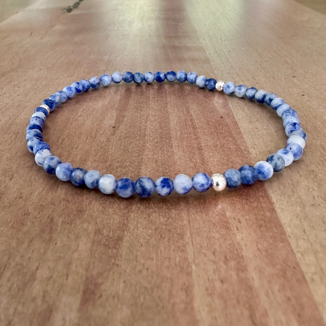 Genuine Sodalite Gemstone Bead Anklet