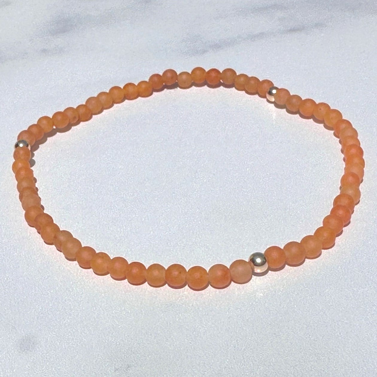 Genuine Red Aventurine Gemstone Bead Anklet