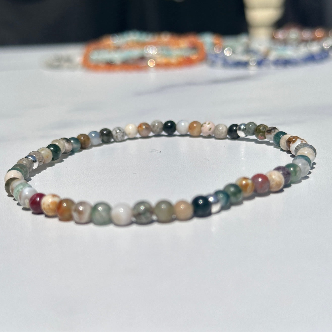 Genuine Ocean Jasper Gemstone Bead Anklet