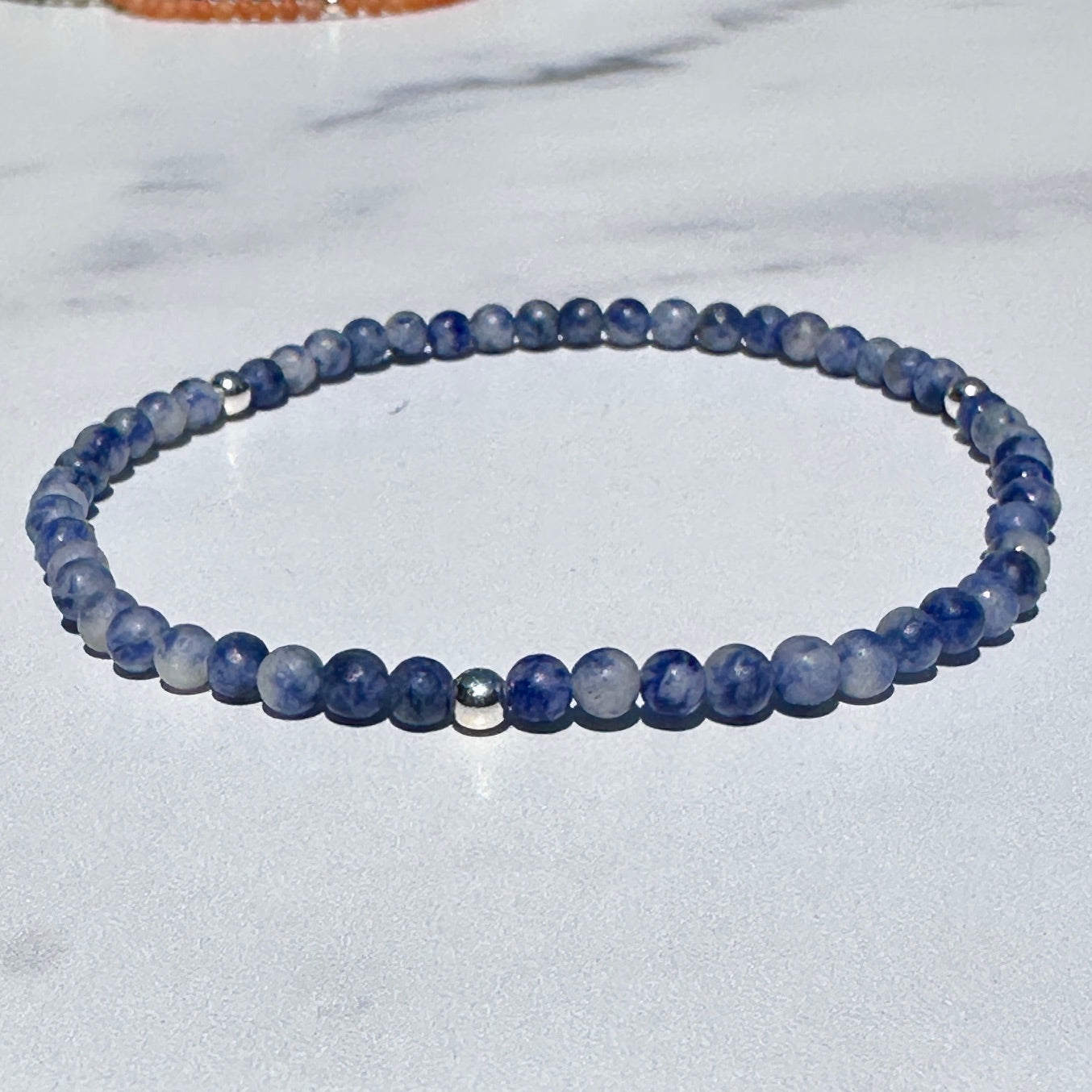 Genuine Sodalite Gemstone Bead Anklet