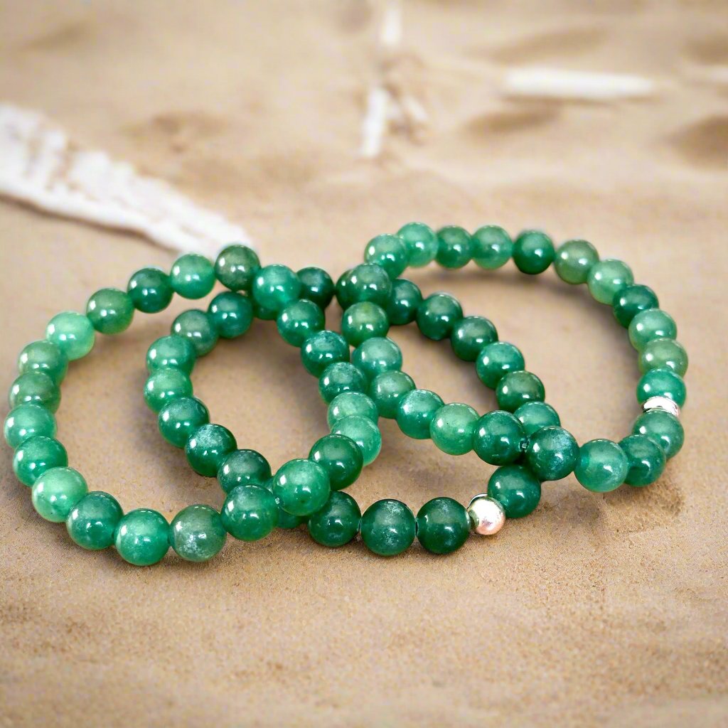 Genuine Green Aventurine Gemstone Bead Bracelet