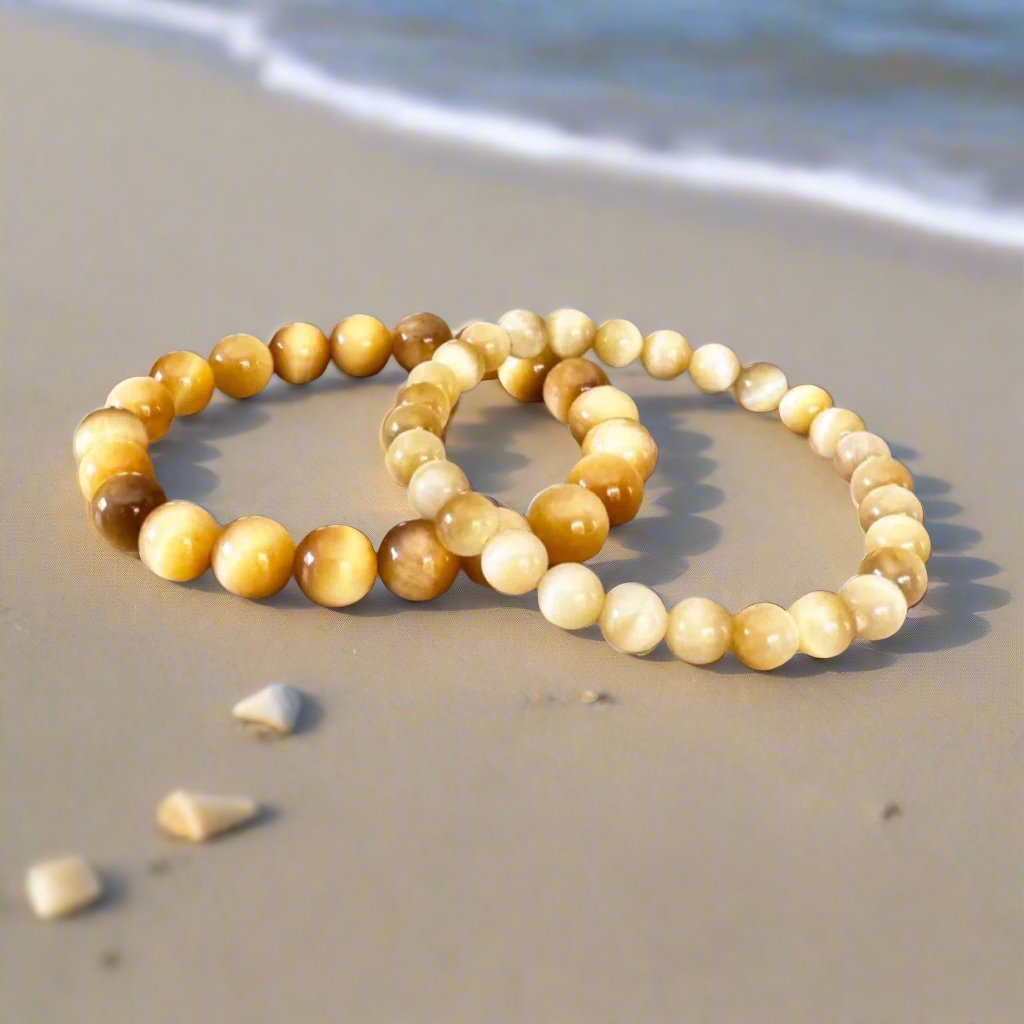 Genuine Honey Tiger Eye Gemstone Bead Bracelet