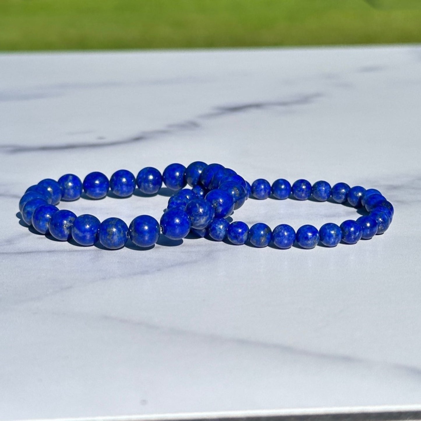 Genuine Lapis Lazuli Gemstone Bead Bracelet