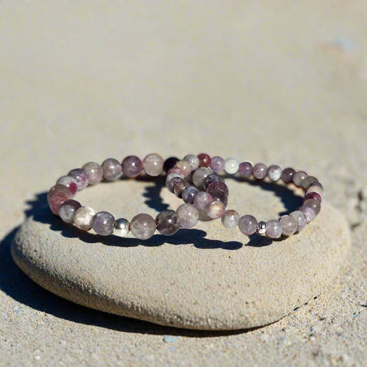 Genuine Plum Tourmaline Gemstone Bead Bracelet