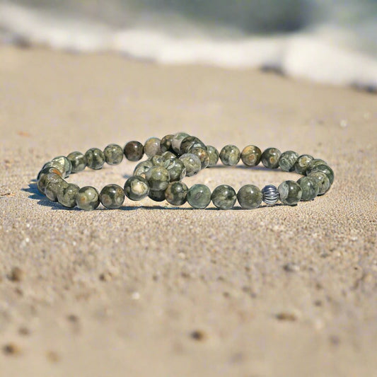 Genuine Rhyolite Gemstone Bead Bracelet