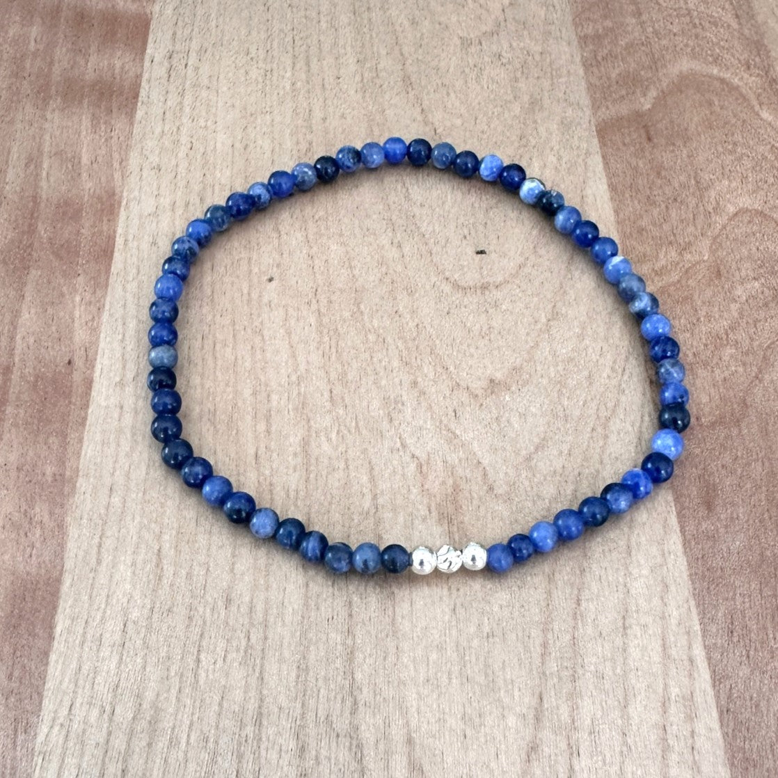 Genuine Sodalite Gemstone Bead Anklet